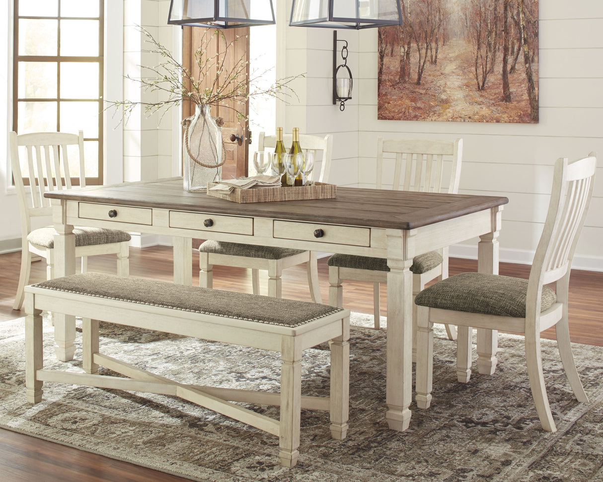 Bolanburg Antique White Dining Table with 4 Chairs and Bench by Ashley at Eve Furniture