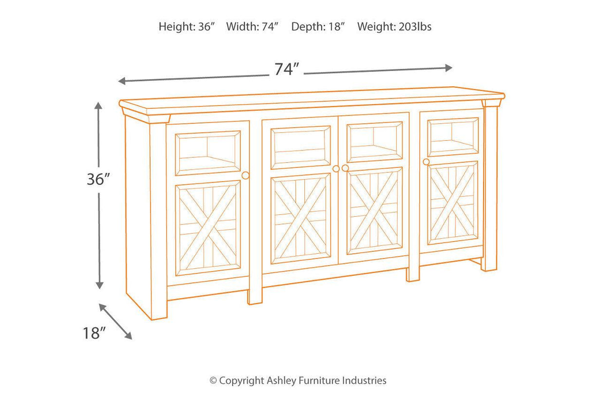 Bolanburg Two-tone 74" TV Stand by Ashley at Eve Furniture