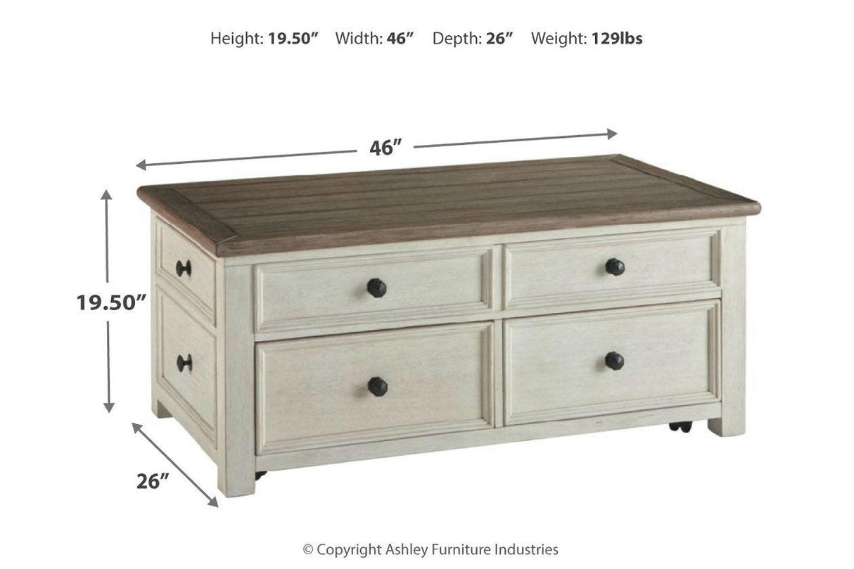 Bolanburg Two-tone Coffee Table and 2 Chairside End Tables by Ashley at Eve Furniture