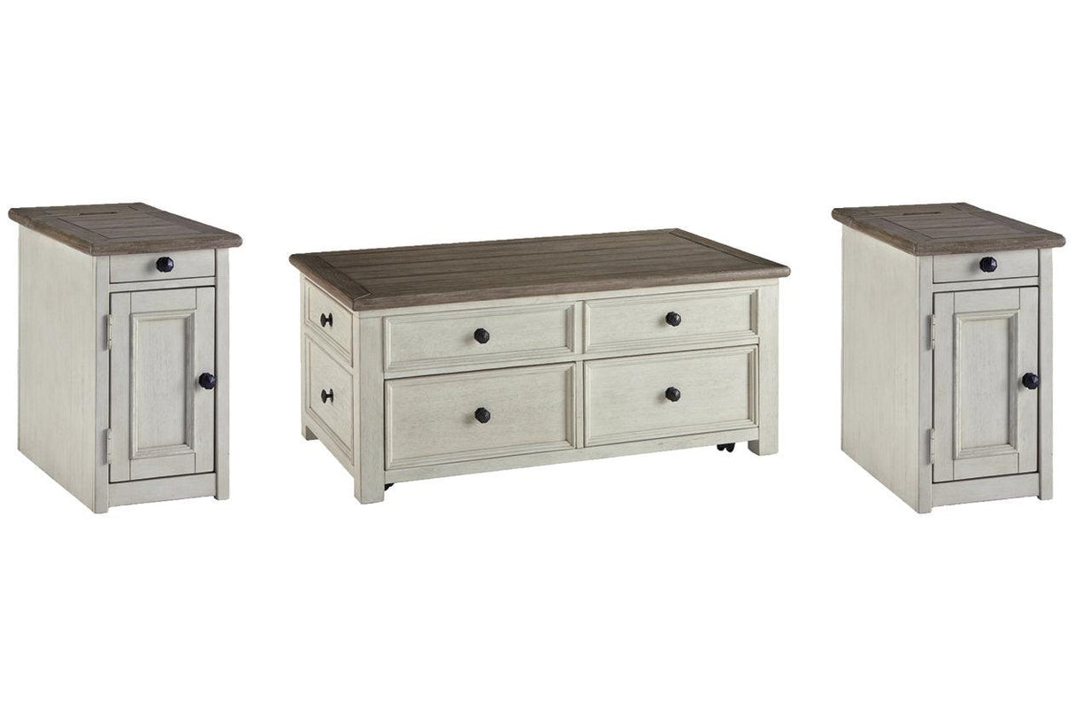 Bolanburg Two-tone Coffee Table and 2 Chairside End Tables by Ashley at Eve Furniture