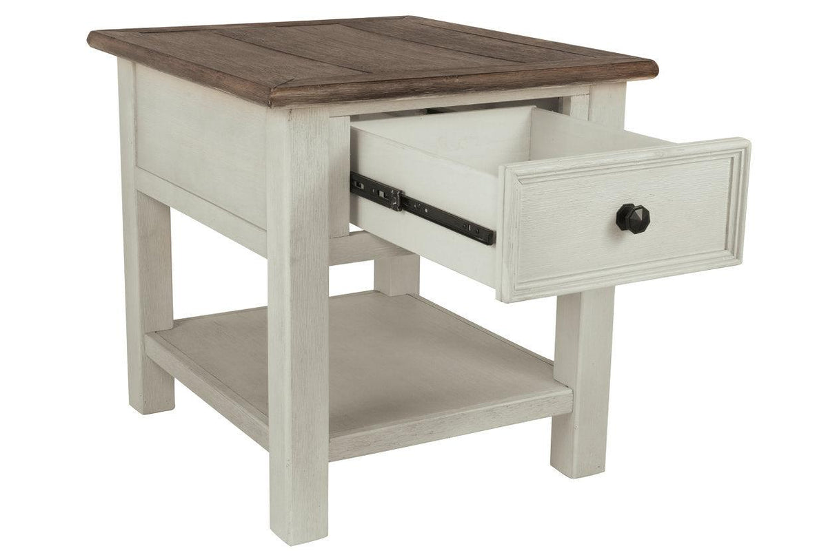 Bolanburg Two-tone Chairside End Table with USB Ports & Outlets by Ashley at Eve Furniture