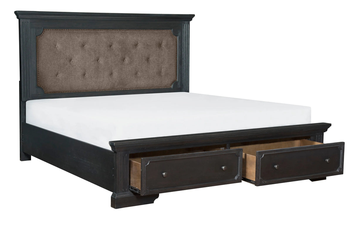 Bolingbrook Wire-Brushed Charcoal King Storage Platform Bed by Homelegance at Eve Furniture