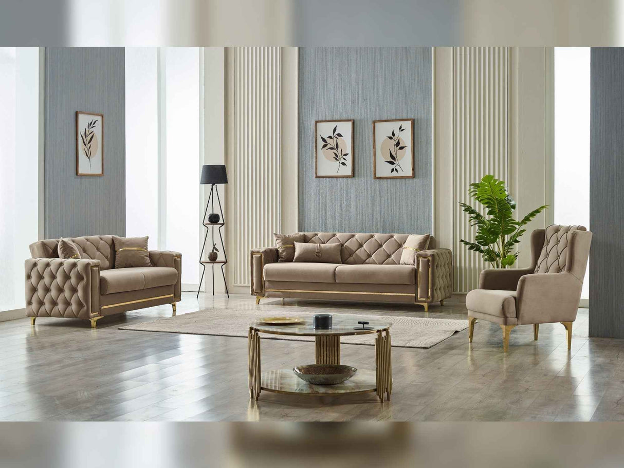 Bolivya 3-pieces (Sofa & Loveseat & Chair) Livingroom Set in Beige