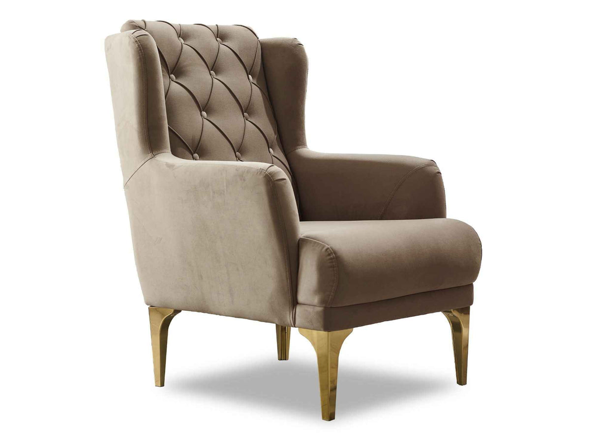Bolivya Beige Chair with Gold Legs by Furnia at Eve Furniture
