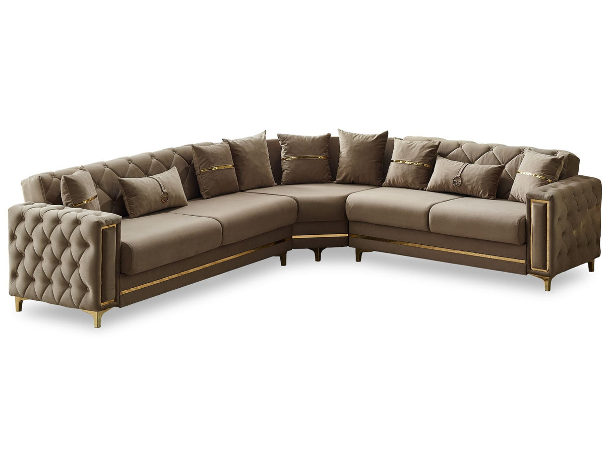 Bolivya Beige Convertible Sectional Sofa by Furnia at Eve Furniture