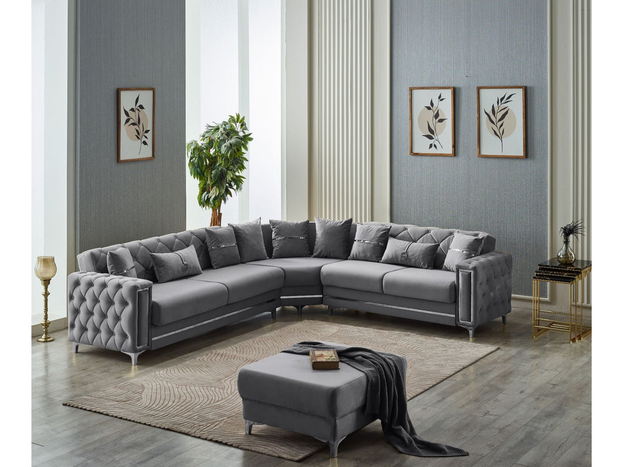 Bolivya Convertible Sectional Sofa Grey by Furnia at Eve Furniture