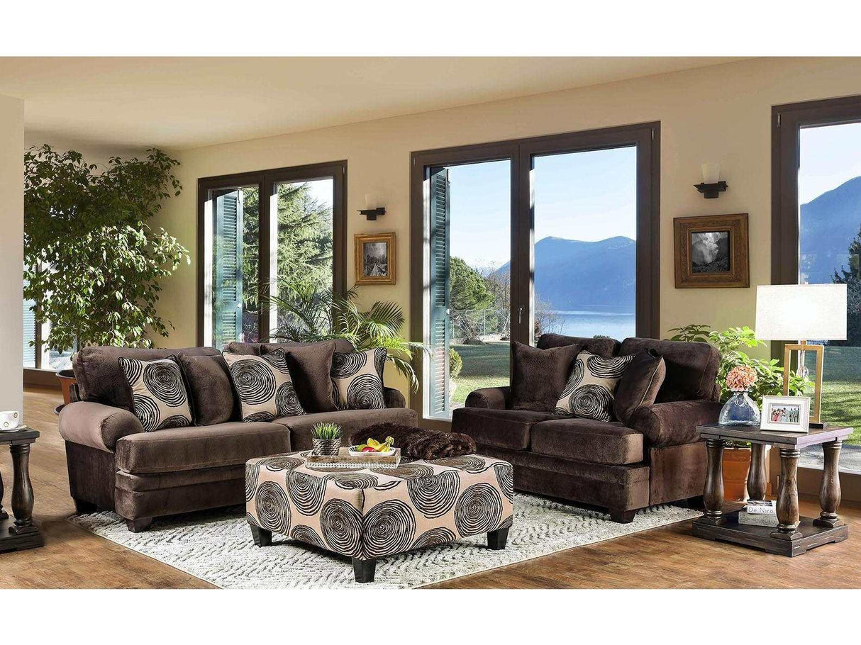 Bonaventura Brown Stationary Sofa & Loveseat by Furniture of America at Eve Furniture