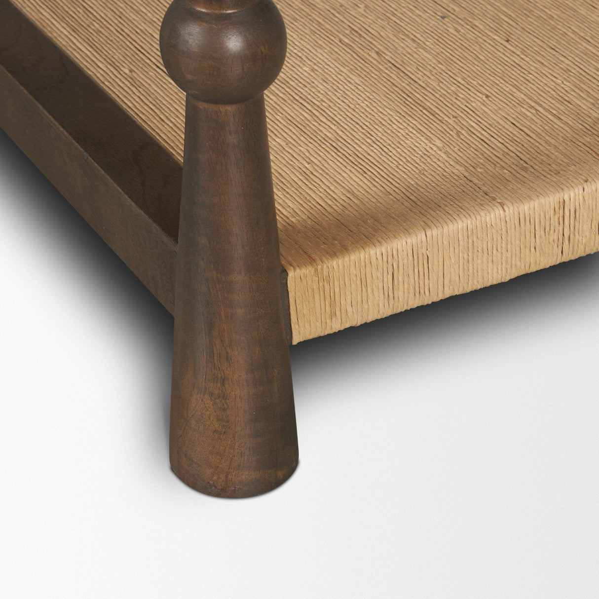 Bondi 42" Dark Brown Wood w/ Paper Rope Shelf Square Coffee Table by Mercana at Eve Furniture