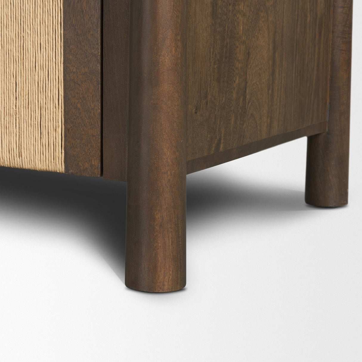Bondi Dark Brown Wood w/ Paper Rope 4 Door Closed Sideboard by Mercana at Eve Furniture
