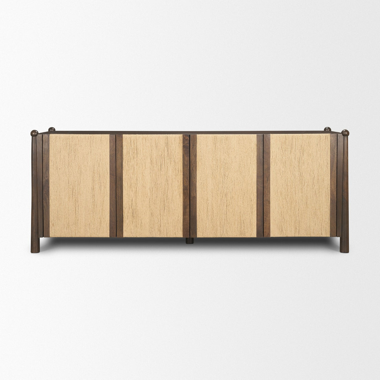 Bondi Dark Brown Wood w/ Paper Rope 4 Door Closed Sideboard by Mercana at Eve Furniture