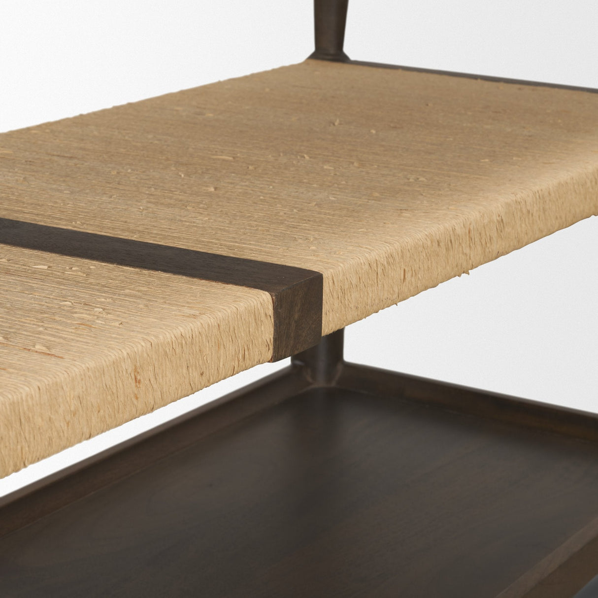 Bondi Dark Brown Wood w/ Paper Rope Shelf Console Table by Mercana at Eve Furniture