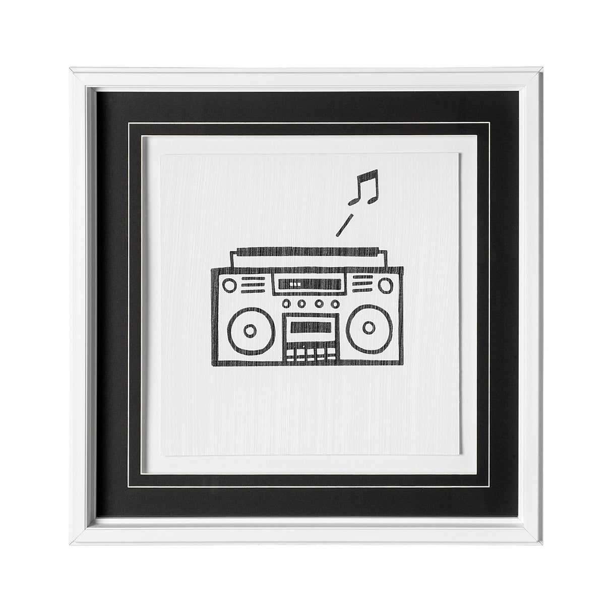 Boom Box by Lawyer a Hand Embellished Textured Framed Art Print Matted under Glass by Mercana at Eve Furniture
