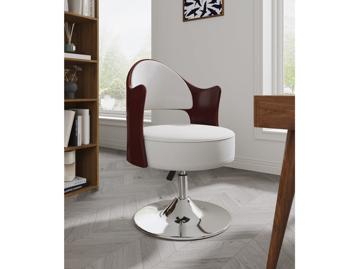 Bopper Adjustable Height Swivel Accent Chair in White and Polished Chrome (set of 2) by Manhattan Comfort at Eve Furniture