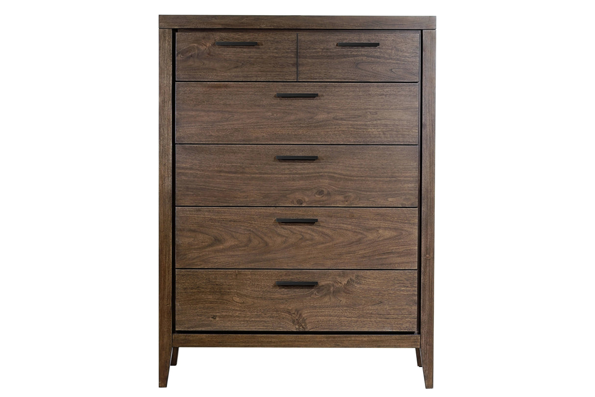 Boracay Five Drawer Walnut Chest in Wild Oats Brown by Modus Furniture at Eve Furniture