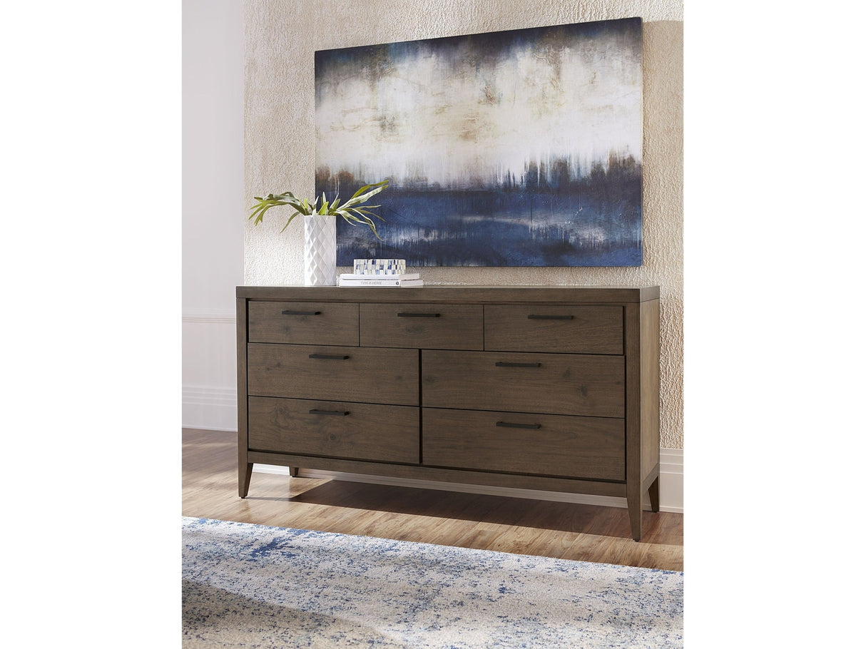 Boracay Seven Drawer Walnut Dresser in Wild Oats Brown by Modus Furniture at Eve Furniture