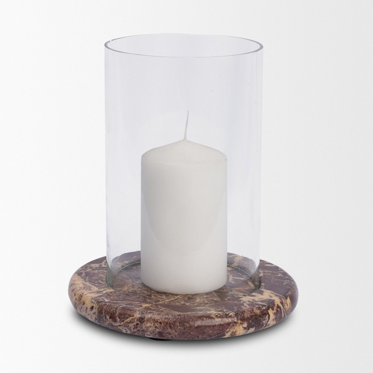 Bordo Red Marble w/ Glass Hurricane Candle Holder by Mercana at Eve Furniture
