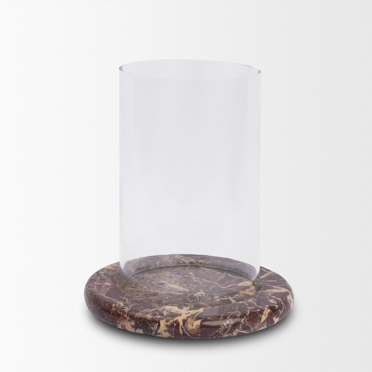 Bordo Red Marble w/ Glass Hurricane Candle Holder by Mercana at Eve Furniture