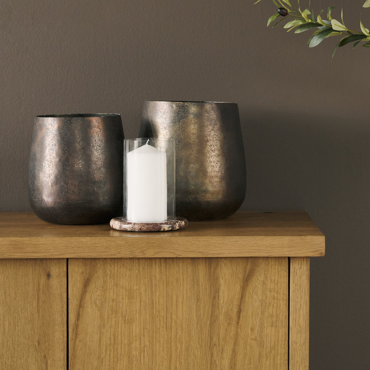 Bordo Red Marble w/ Glass Hurricane Candle Holder by Mercana at Eve Furniture