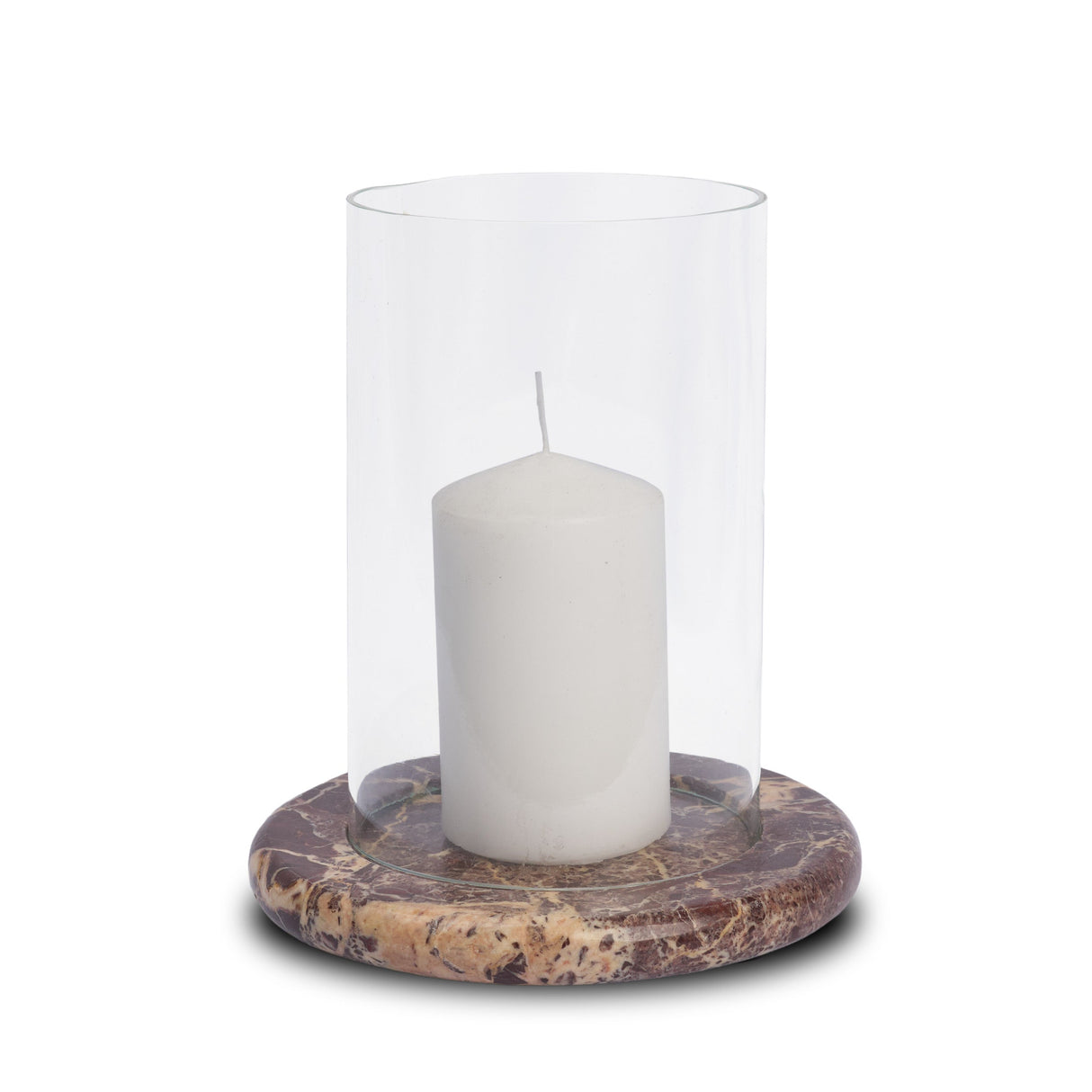 Bordo Red Marble w/ Glass Hurricane Candle Holder by Mercana at Eve Furniture