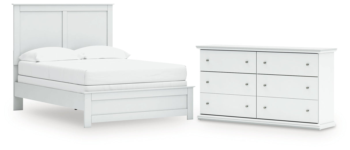Bostwick Shoals Full Panel Bed with Dresser in White by Ashley at Eve Furniture