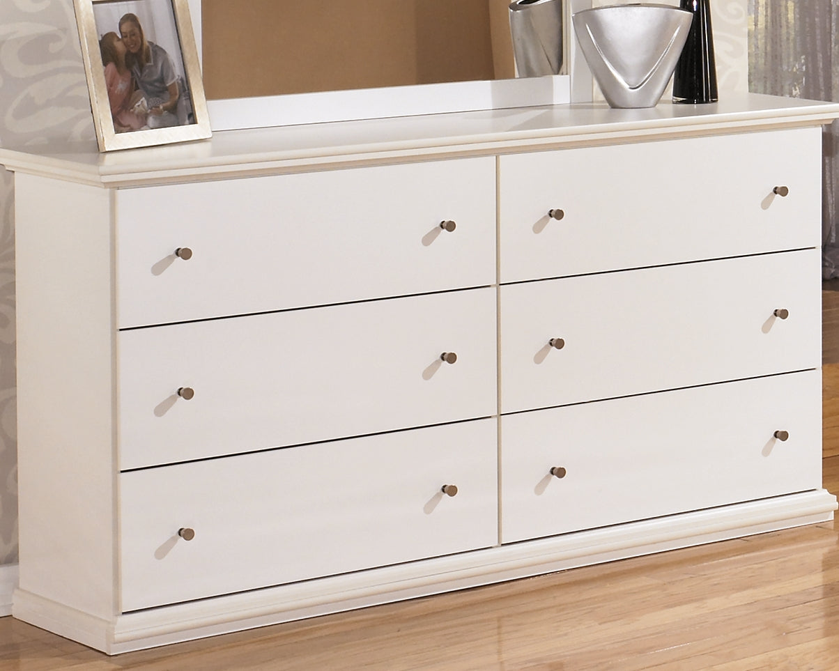 Bostwick Shoals Queen Panel Bed with Dresser and Nightstand in White by Ashley at Eve Furniture
