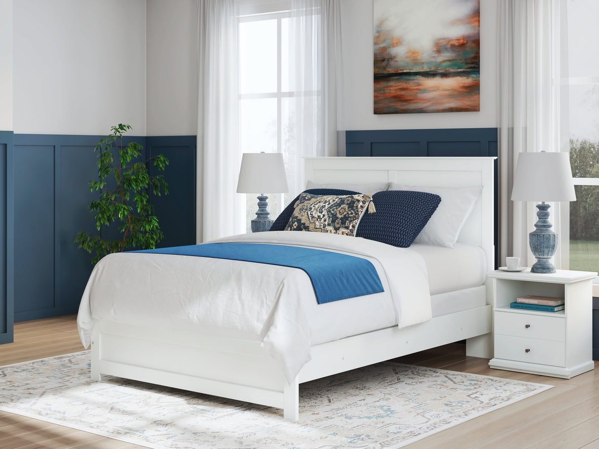 Bostwick Shoals Queen Panel Bed with Dresser and Nightstand in White by Ashley at Eve Furniture