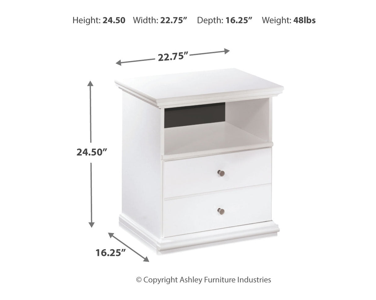 Bostwick Shoals Twin Panel Bed with Mirrored Dresser and Nightstand in White by Ashley at Eve Furniture