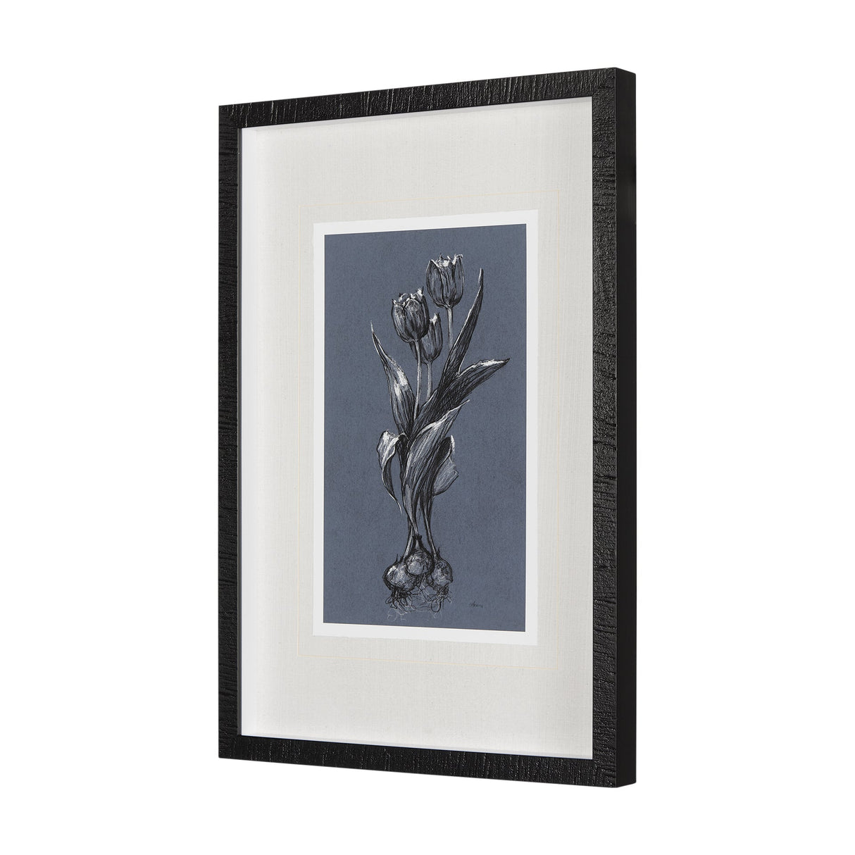 Botanical sketches I (Blue) by Mercana Studio Hand Embellished Framed Art Print Matted under Glass by Mercana at Eve Furniture