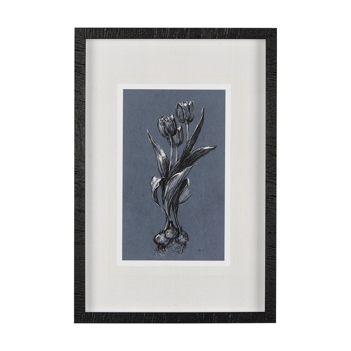 Botanical sketches I (Blue) by Mercana Studio Hand Embellished Framed Art Print Matted under Glass by Mercana at Eve Furniture