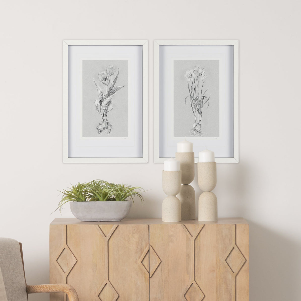Botanical sketches I (Grey) by Mercana Studio Hand Embellished Framed Art Print Matted under Glass by Mercana at Eve Furniture