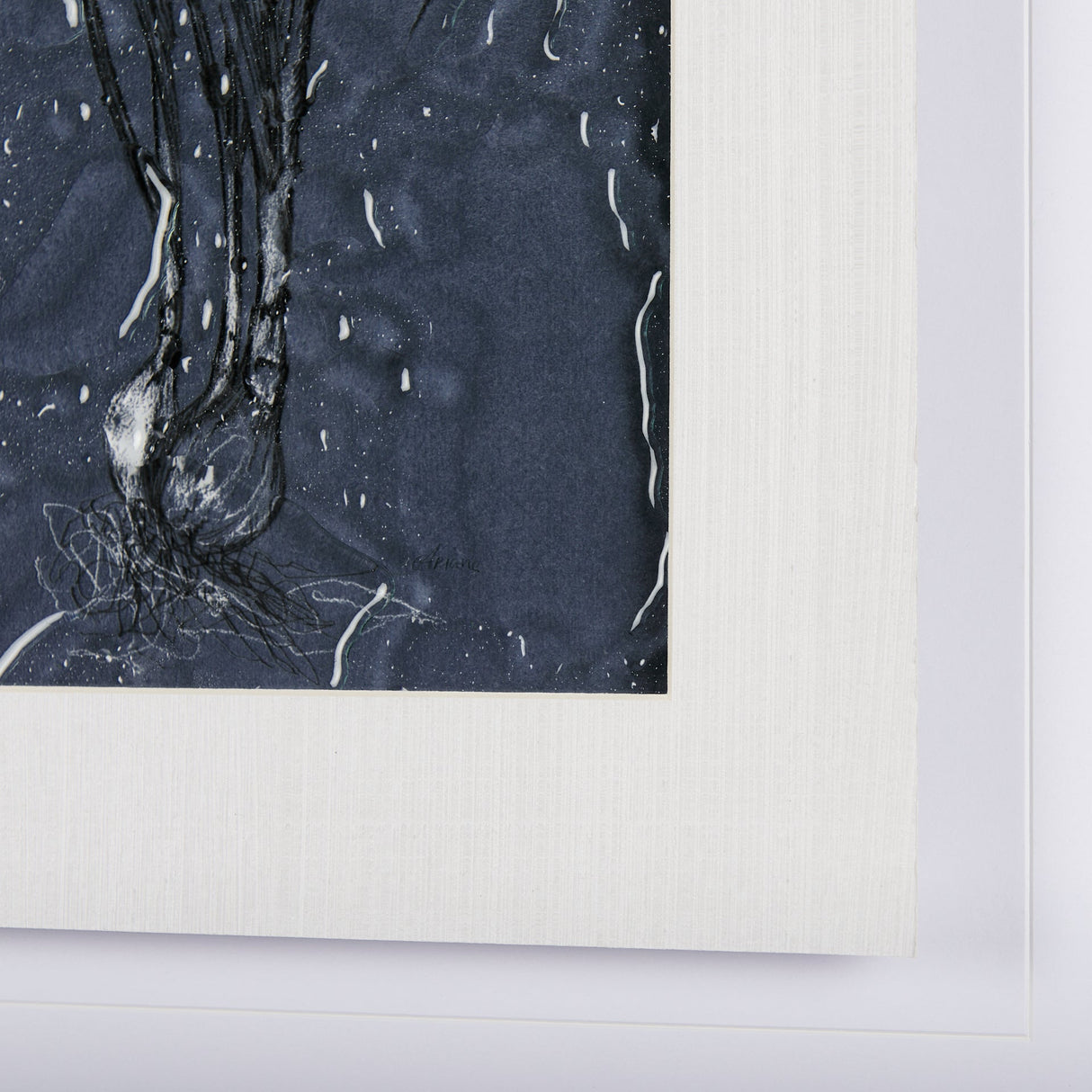 Botanical sketches II (Blue) by Mercana Studio Hand Embellished Framed Art Print Matted under Glass by Mercana at Eve Furniture
