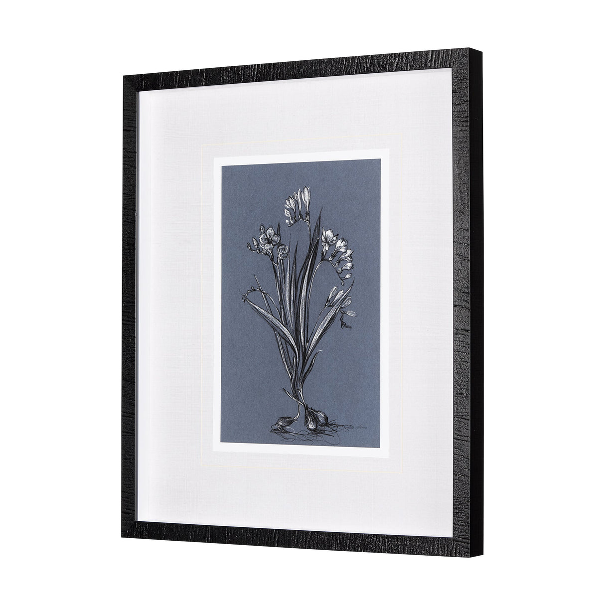 Botanical sketches III (Blue) by Mercana Studio Hand Embellished Framed Art Print Matted under Glass by Mercana at Eve Furniture