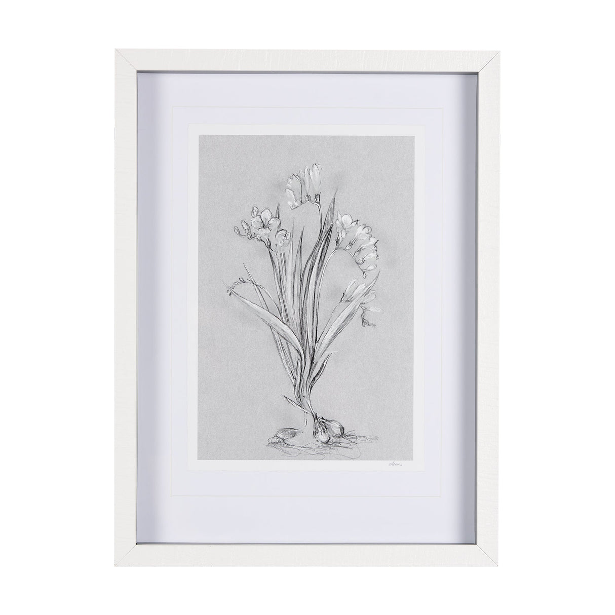 Botanical sketches III (Grey) by Mercana Studio Hand Embellished Framed Art Print Matted under Glass by Mercana at Eve Furniture