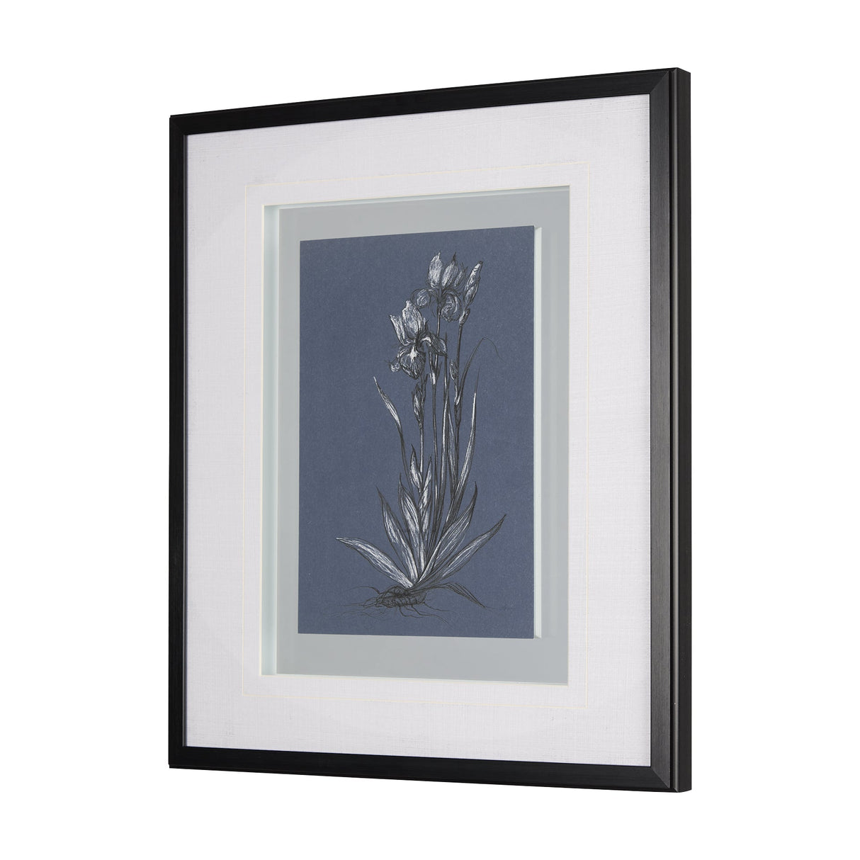 Botanical sketches IV (Blue) by Mercana Studio Hand Embellished Framed Art Print Matted under Glass by Mercana at Eve Furniture