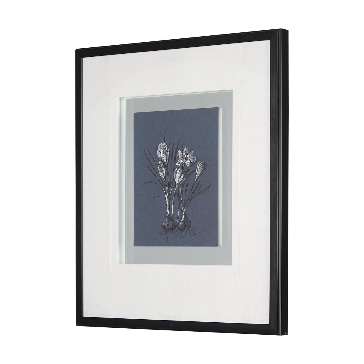Botanical sketches V (Blue) by Mercana Studio Hand Embellished Framed Art Print Matted under Glass by Mercana at Eve Furniture