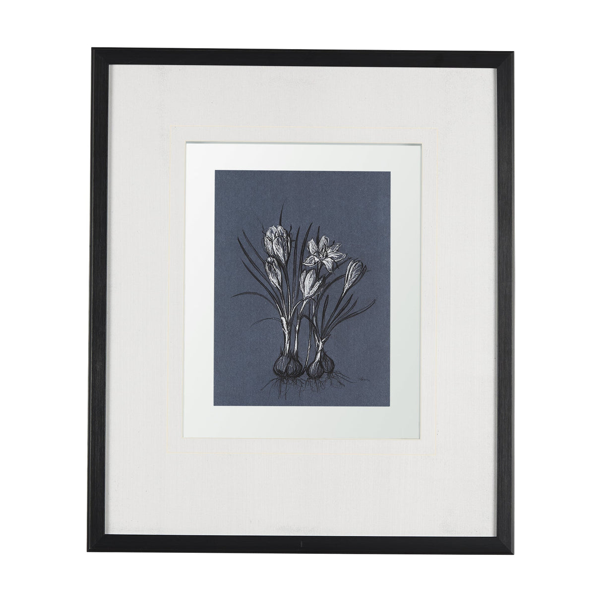 Botanical sketches V (Blue) by Mercana Studio Hand Embellished Framed Art Print Matted under Glass by Mercana at Eve Furniture