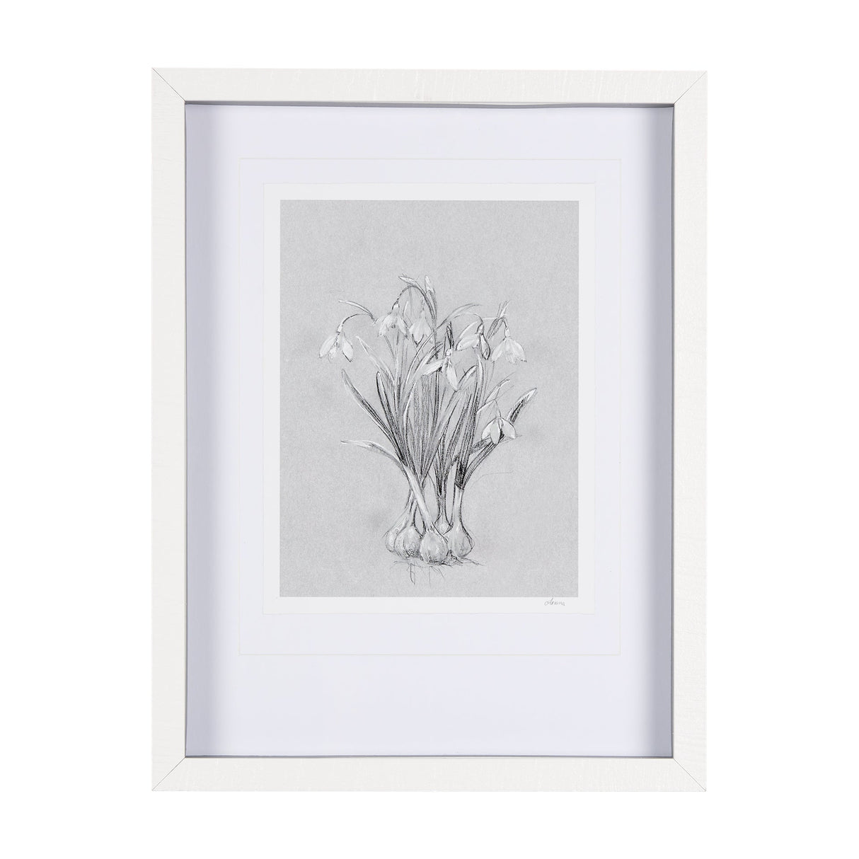 Botanical sketches VI (Grey) by Mercana Studio Hand Embellished Framed Art Print Matted under Glass by Mercana at Eve Furniture