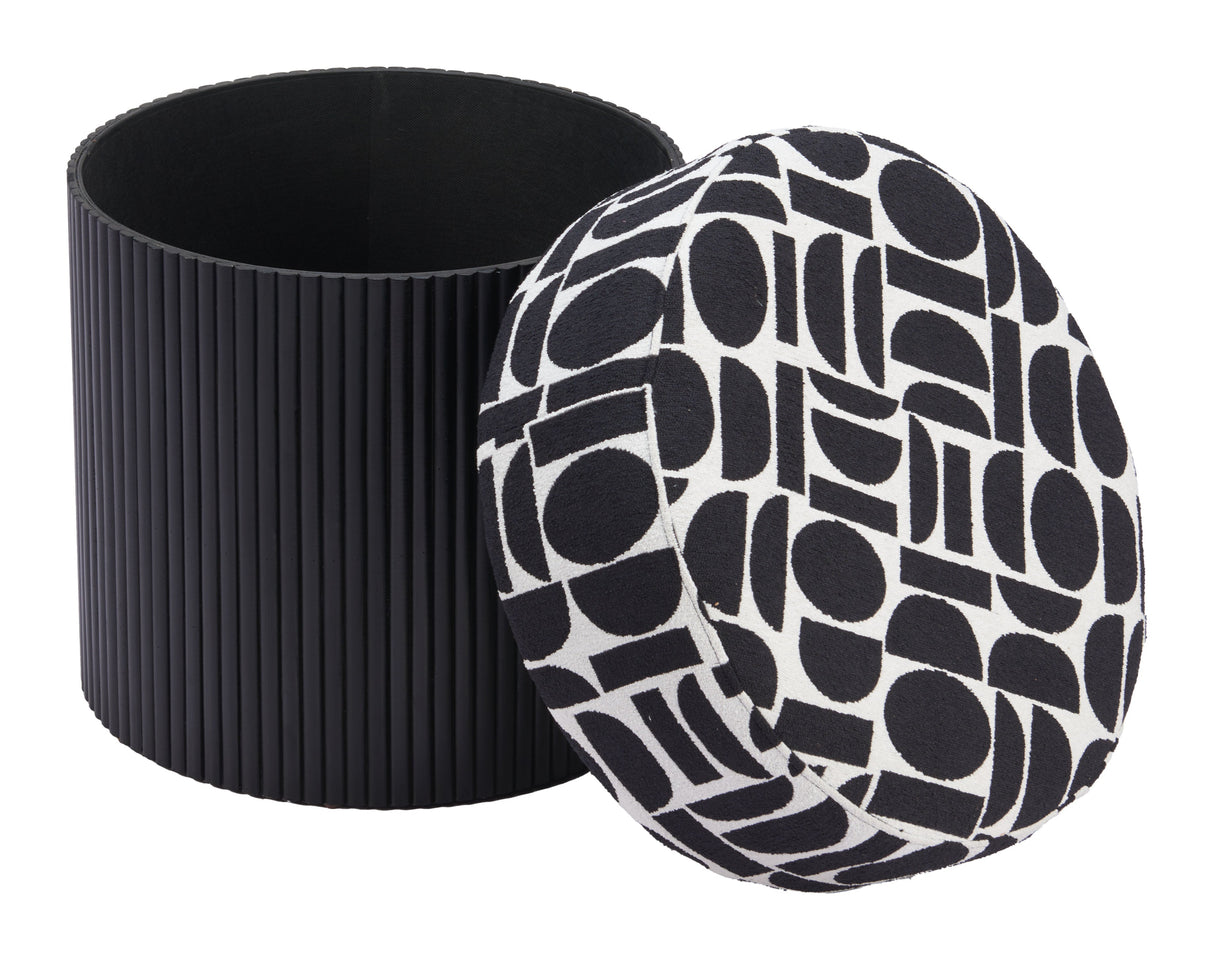 Boto Black & White Storage Ottoman by Zuomod at Eve Furniture