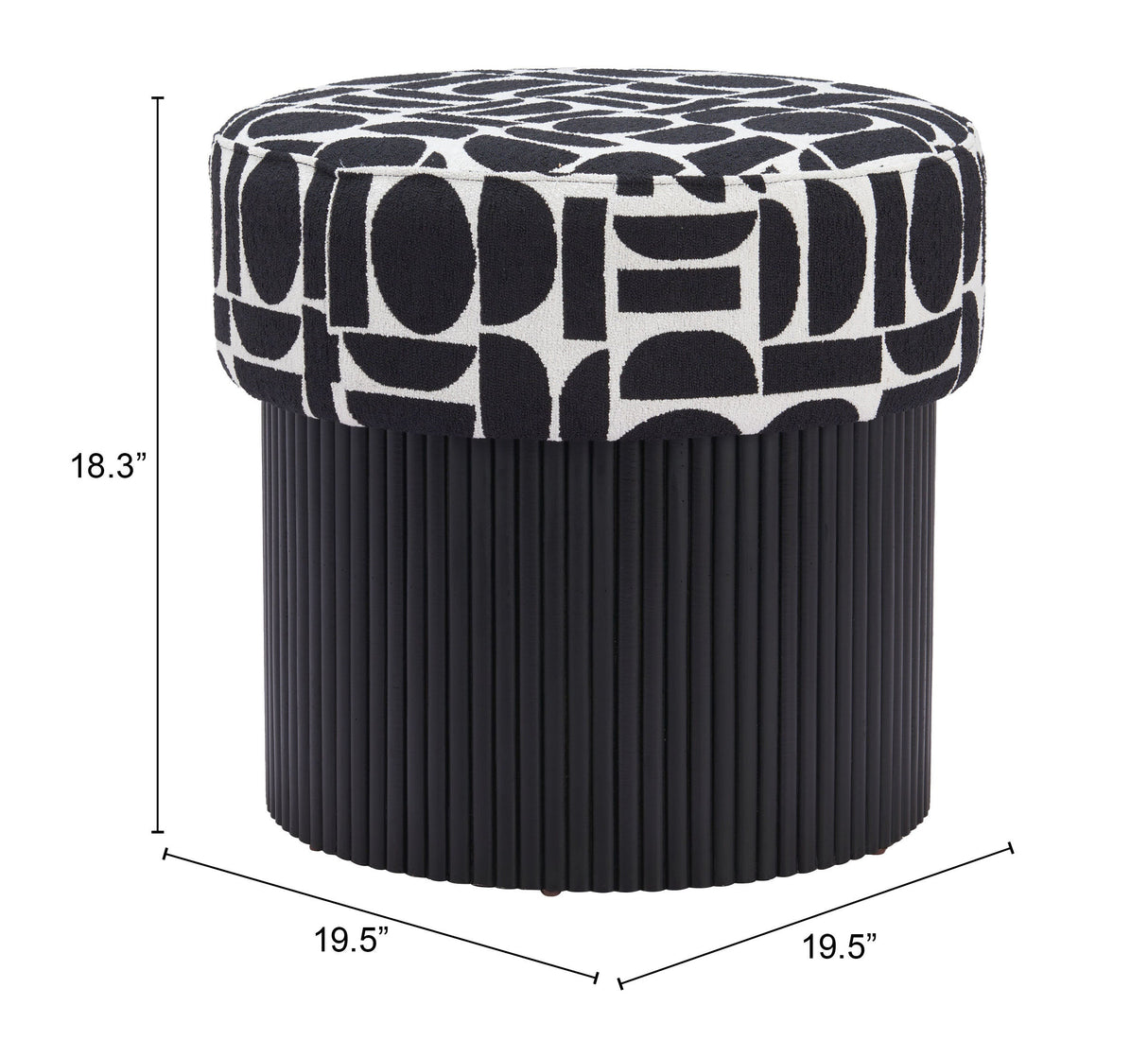 Boto Black & White Storage Ottoman by Zuomod at Eve Furniture