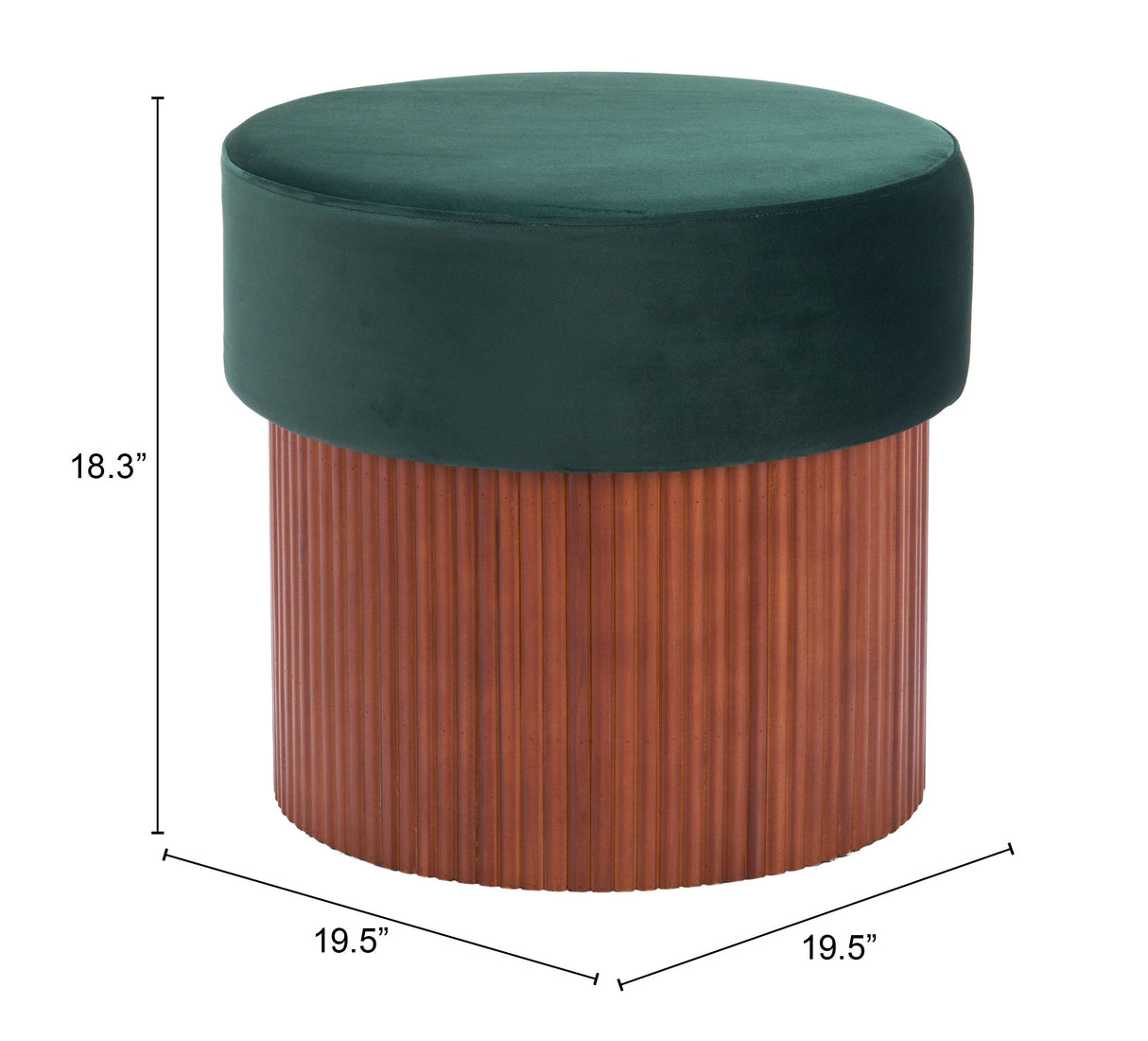 Boto Green Storage Ottoman by Zuomod at Eve Furniture
