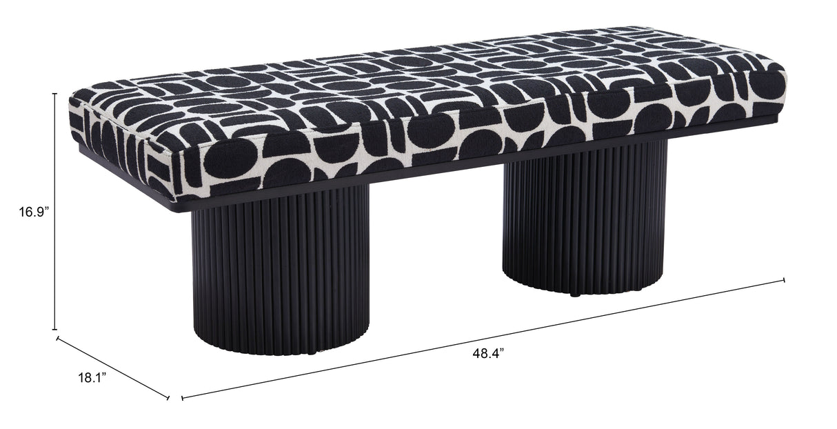 Botoia Black & White Bench by Zuomod at Eve Furniture