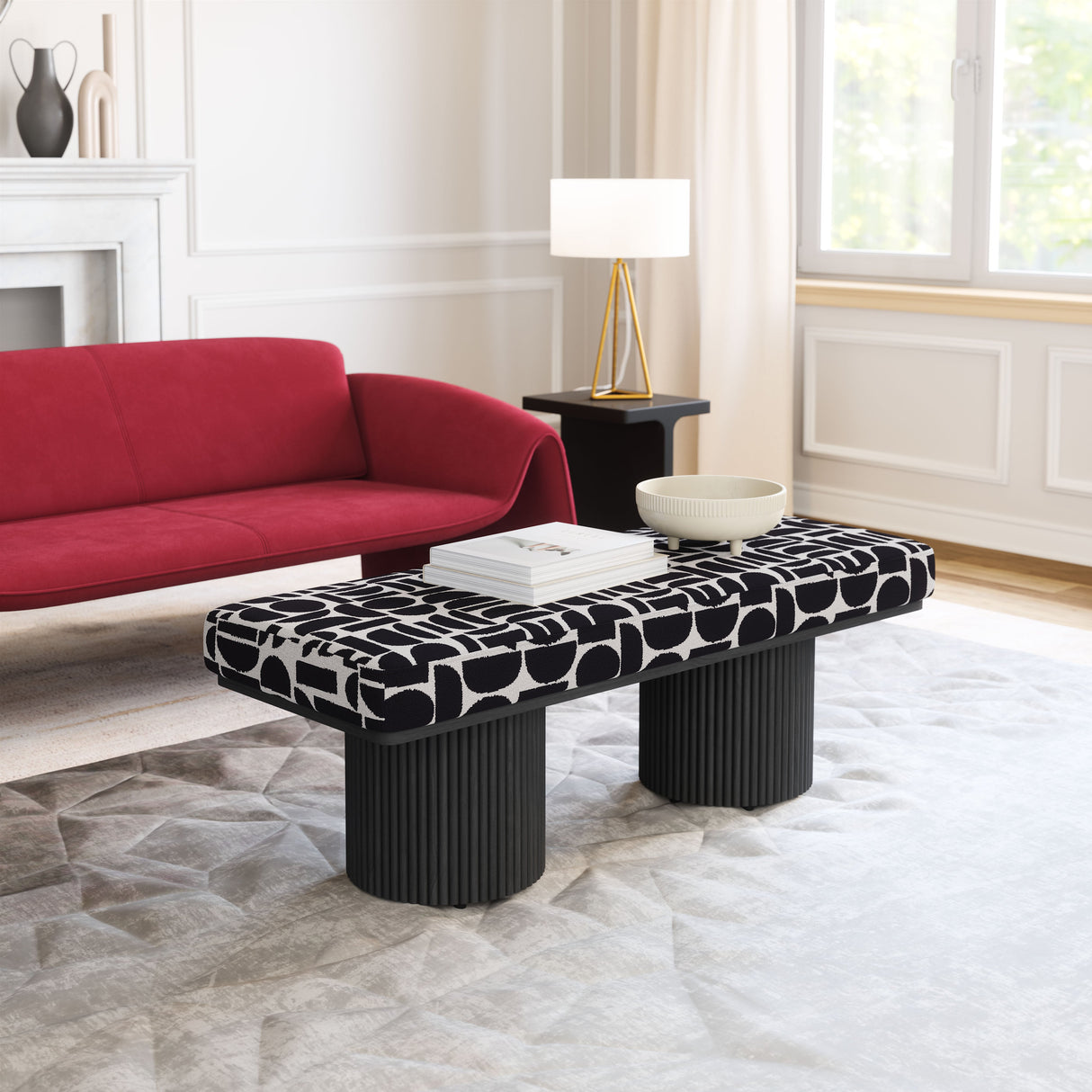 Botoia Black & White Bench by Zuomod at Eve Furniture