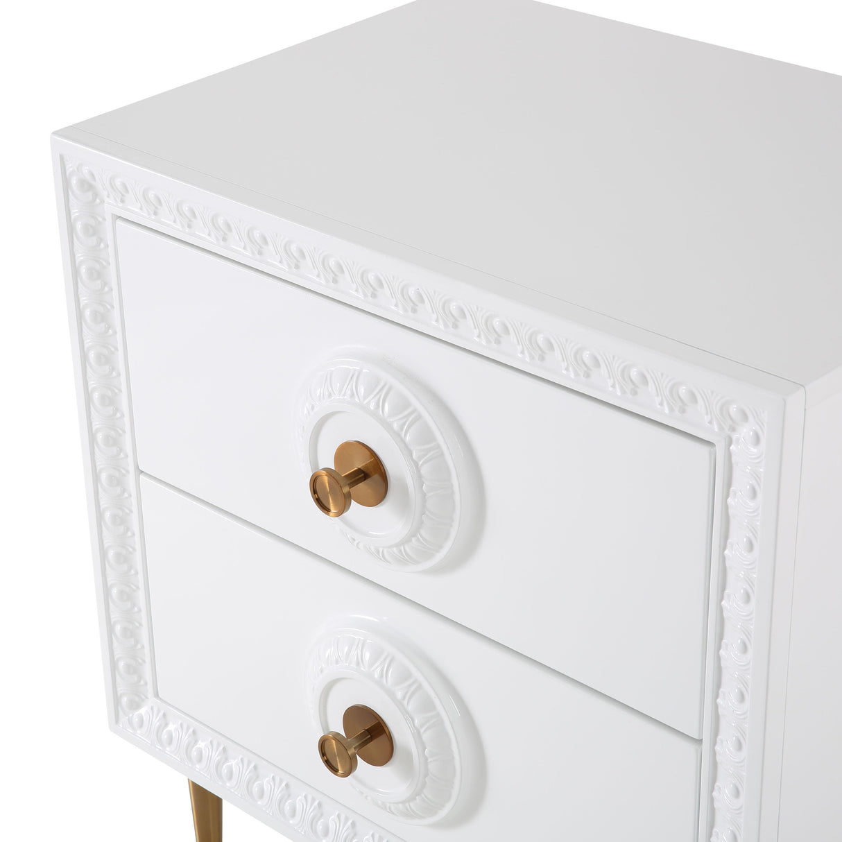 Bovey White Lacquer Side Table by TOV Furniture at Eve Furniture