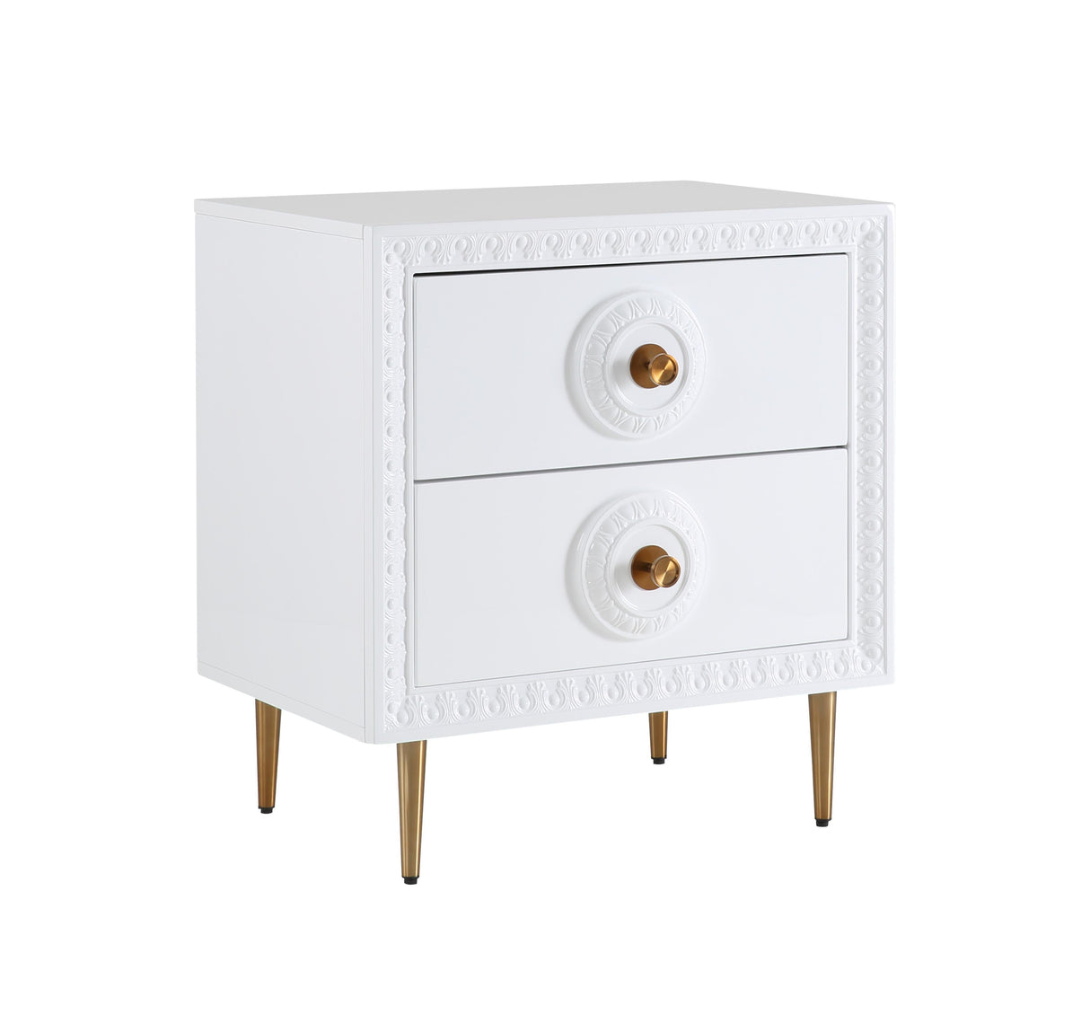 Bovey White Lacquer Side Table by TOV Furniture at Eve Furniture
