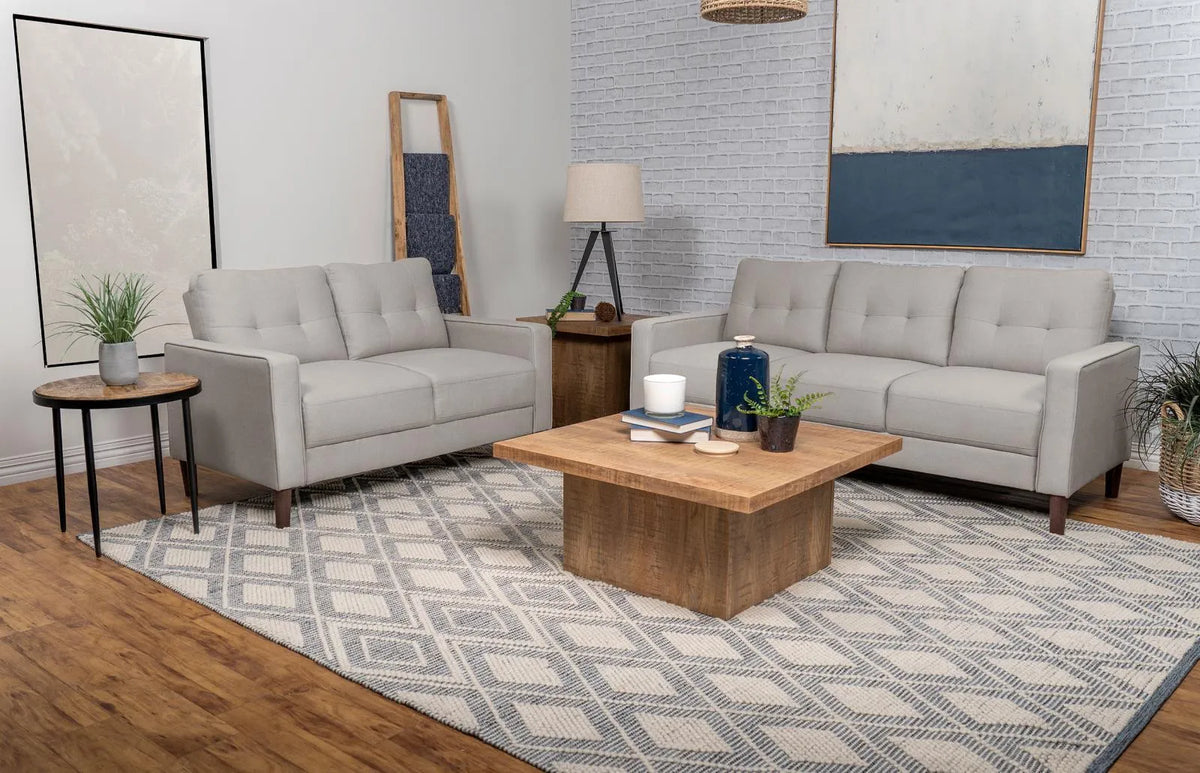 Bowen Beige 2-piece Upholstered Track Arms Tufted Sofa Set by Coaster at Eve Furniture