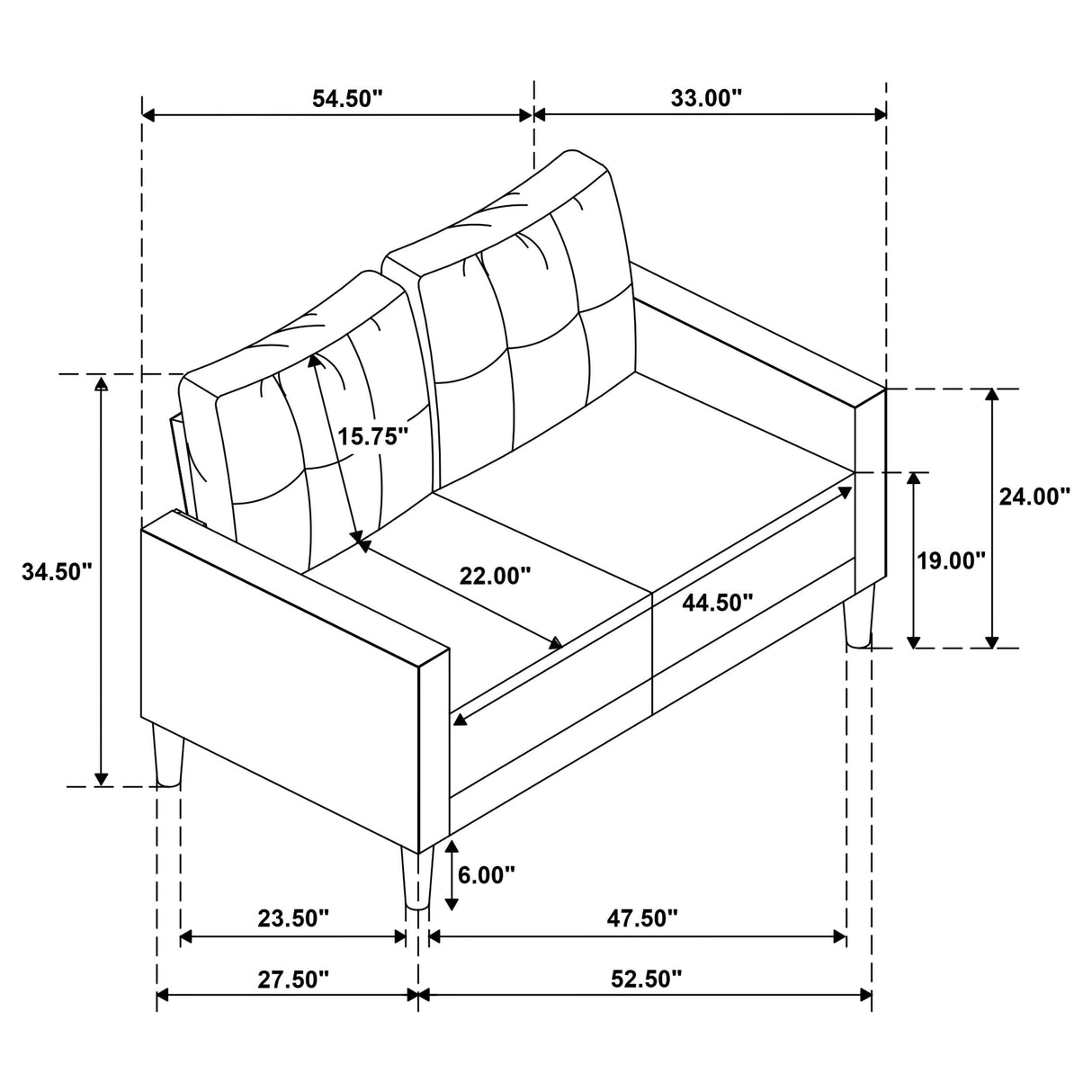 Bowen II 2-piece Steel Grey Fabric Upholstered Track Arm Sofa Set by Coaster at Eve Furniture
