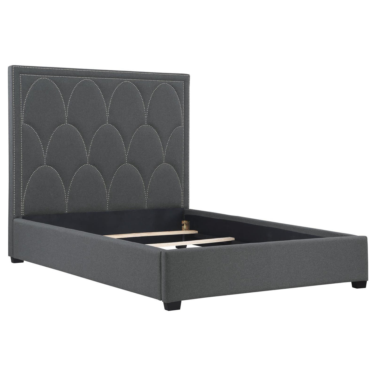 Bowfield Charcoal Upholstered Bed with Nailhead Trim by Coaster at Eve Furniture