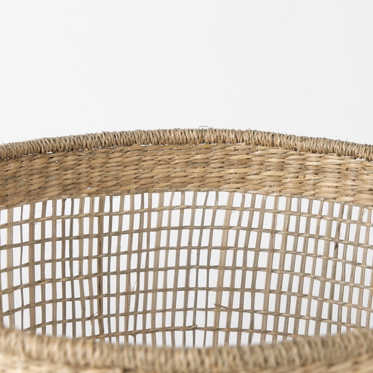 Bowie (Set of 3) Medium Brown Seagrass Round Basket W/ Handles by Mercana at Eve Furniture