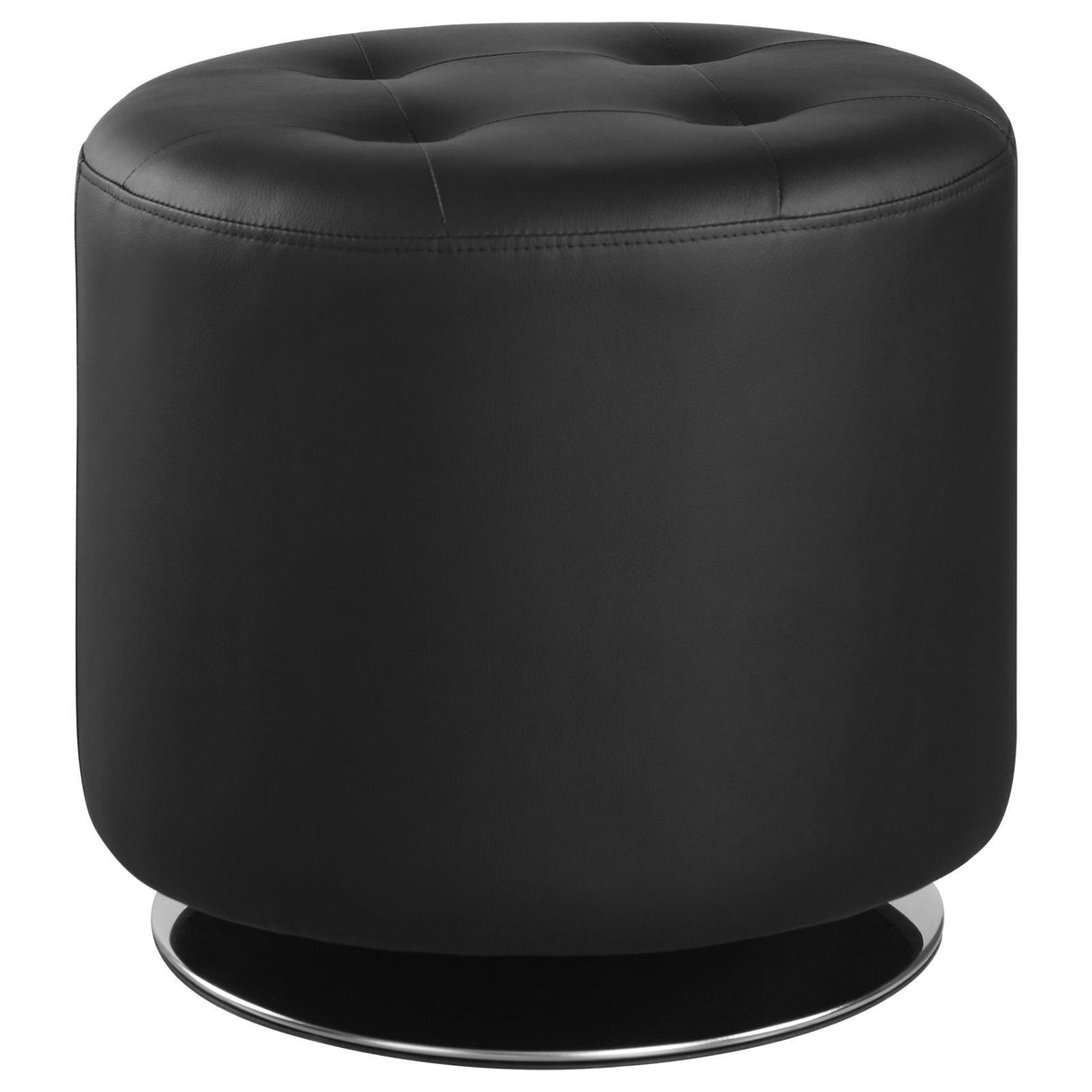 Bowman Black Round Upholstered Ottoman by Coaster at Eve Furniture