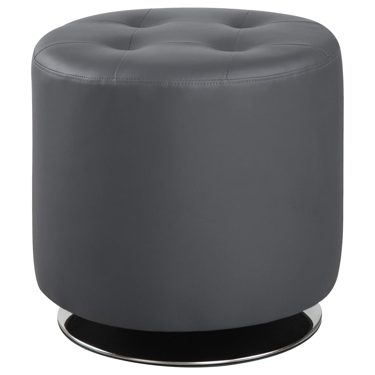 Bowman Grey Round Upholstered Ottoman by Coaster at Eve Furniture